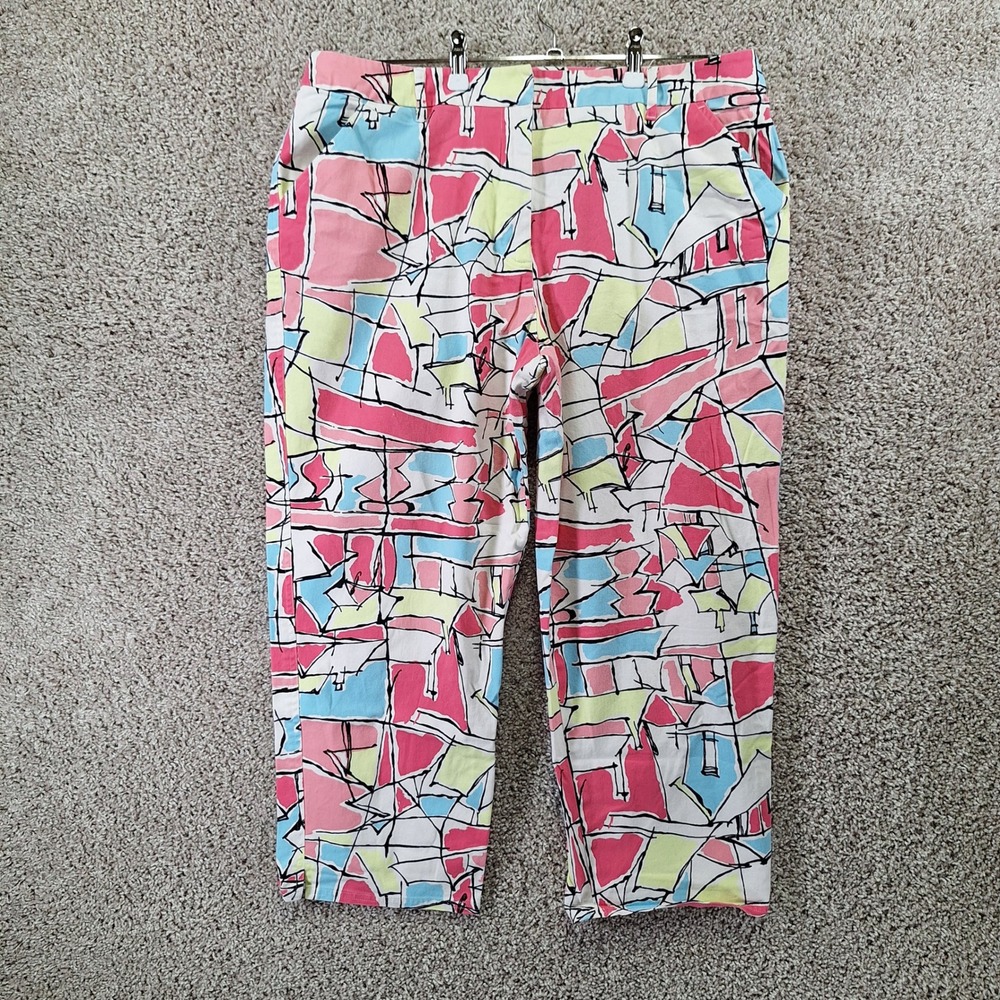 Talbots Pants Womens 18‎ (Fits 36x23.5) Pink Abstract Stretch Crop Art Pop Art